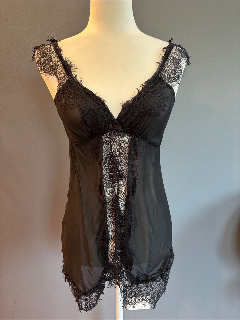 Shirley of Hollywood Black Lace Sheer Chemise